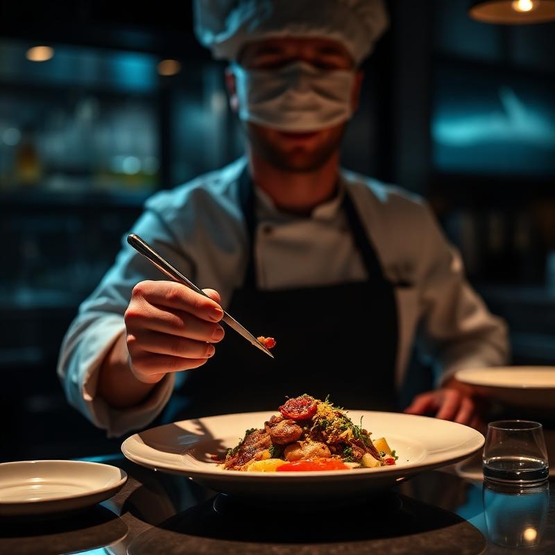 Chef plating dish